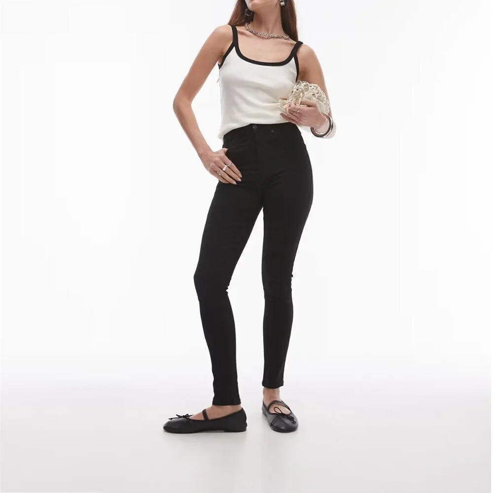 2/$30 Topshop Moto Jamie Jeans High Rise Ankle Skinny Licorice Black 25 #9368